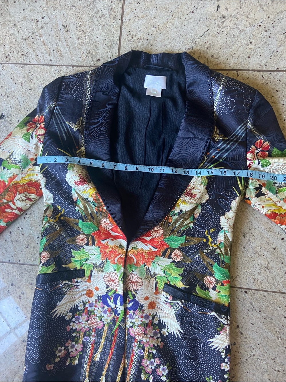Camilla Navy blue Japanese Patterned Kimono Lined Jacket size S - Picture 10 of 17